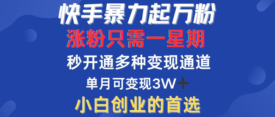 快手暴力起万粉，涨粉只需一星期！多种变现模式-天天资源网