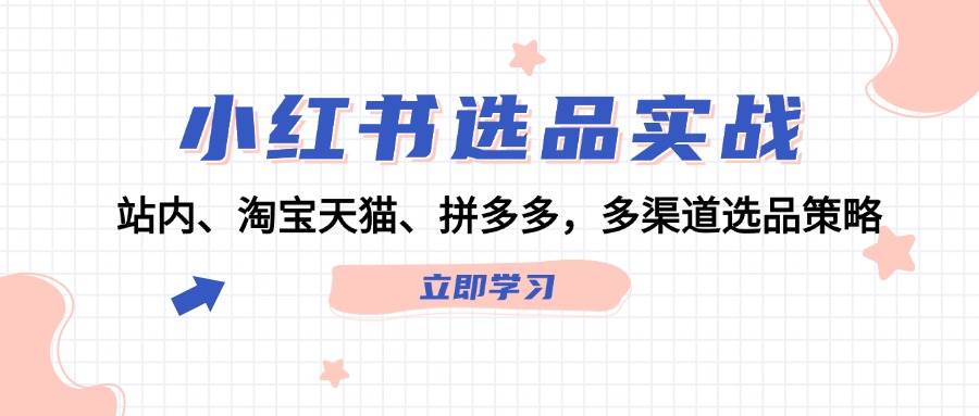 小红书选品实战：站内、淘宝天猫、拼多多，多渠道选品策略-天天资源网