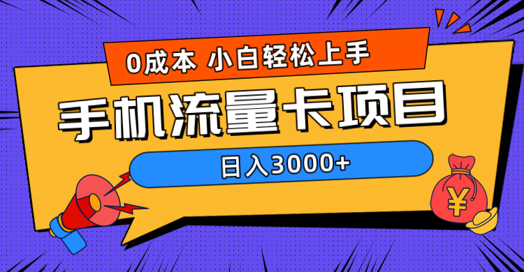 0成本，手机流量卡项目，日入3000+-天天资源网