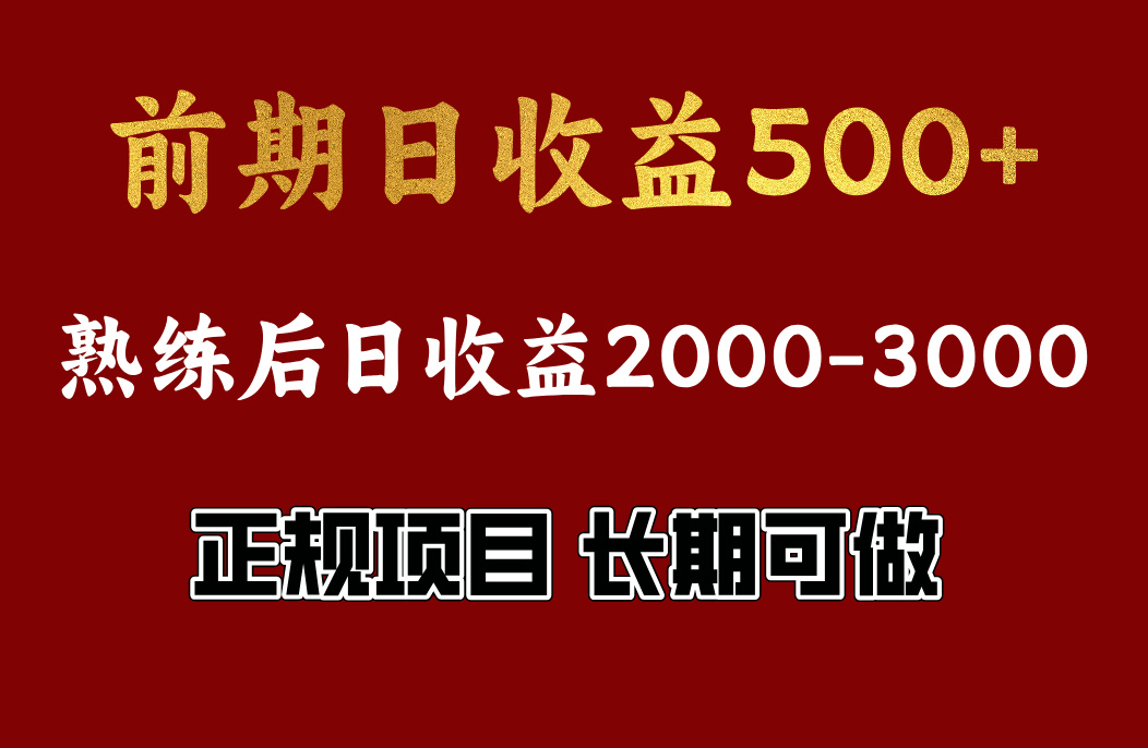 前期日收益500，熟悉后日收益2000左右，正规项目，长期能做，兼职全职都行-天天资源网