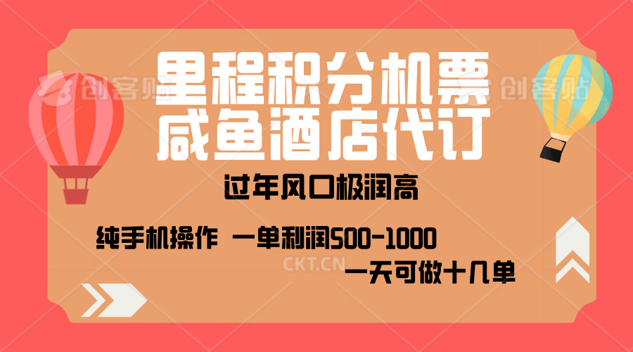 出行高峰来袭，里程积分/酒店代订，高爆发期，一单300+—2000+，月入过万不是梦！-天天资源网