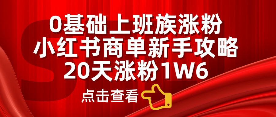 小红书商单新手攻略，20天涨粉1.6w，0基础上班族涨粉-天天资源网