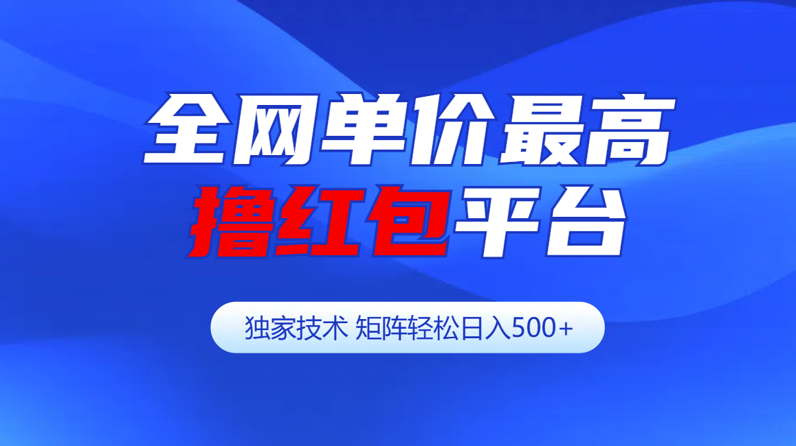 全网公认单价最高撸红包平台-矩阵轻松日入500+-天天资源网