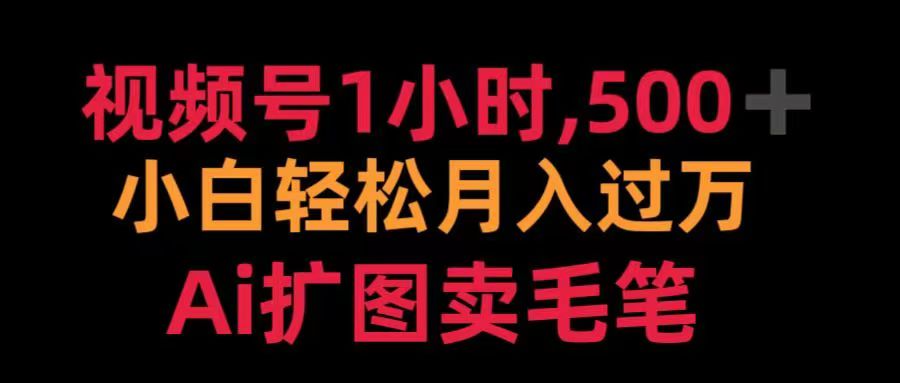 视频号每天1小时，收入500＋，Ai扩图卖毛笔-天天资源网