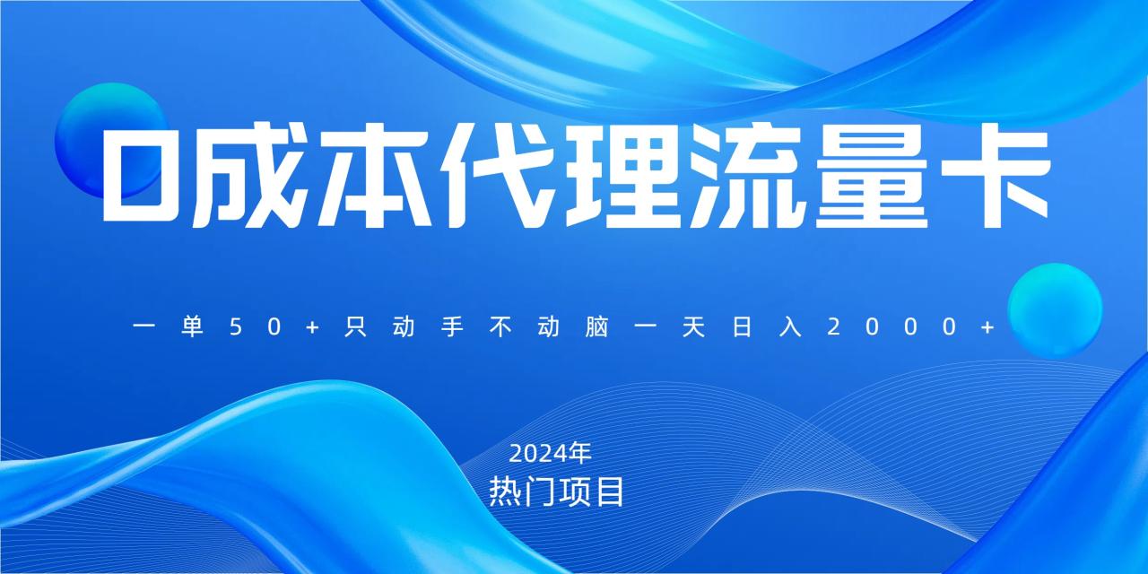 一单80，免费流量卡代理，一天躺赚2000+，0门槛，小白也能轻松上手-天天资源网