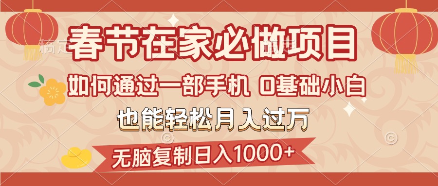 春节在家如何通过一部手机，无脑复制日入1000+，0基础小白也能轻松月入过万-天天资源网