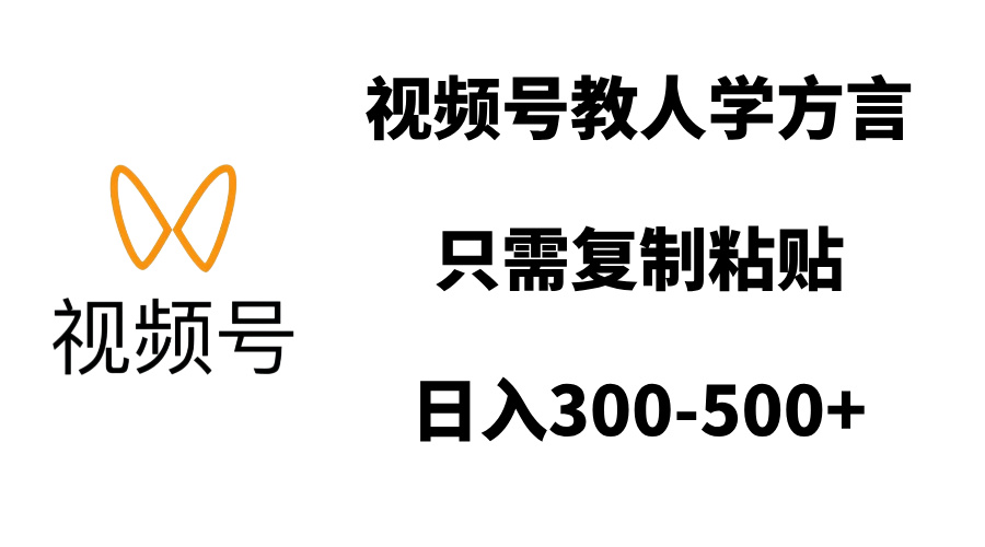 视频号教人学方言，只需复制粘贴，日入300-500+-天天资源网