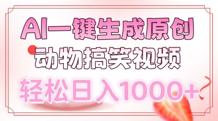 AI一键生成原创动物搞笑视频，轻松日入1000+-天天资源网