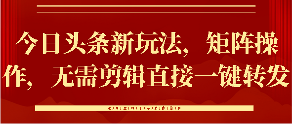 今日头条新玩法，矩阵操作，无需剪辑直接一键转发-天天资源网