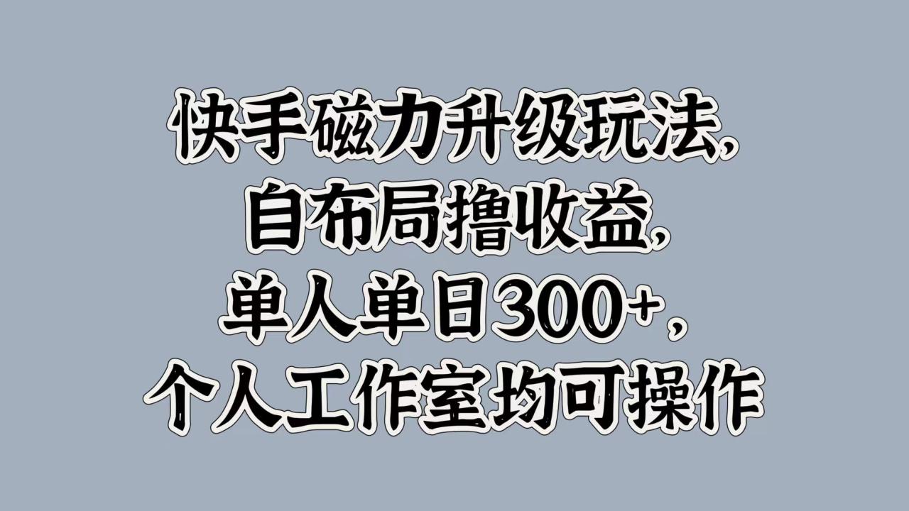 快手磁力升级玩法，自布局撸收益，单人单日300+，个人工作室均可操作-天天资源网