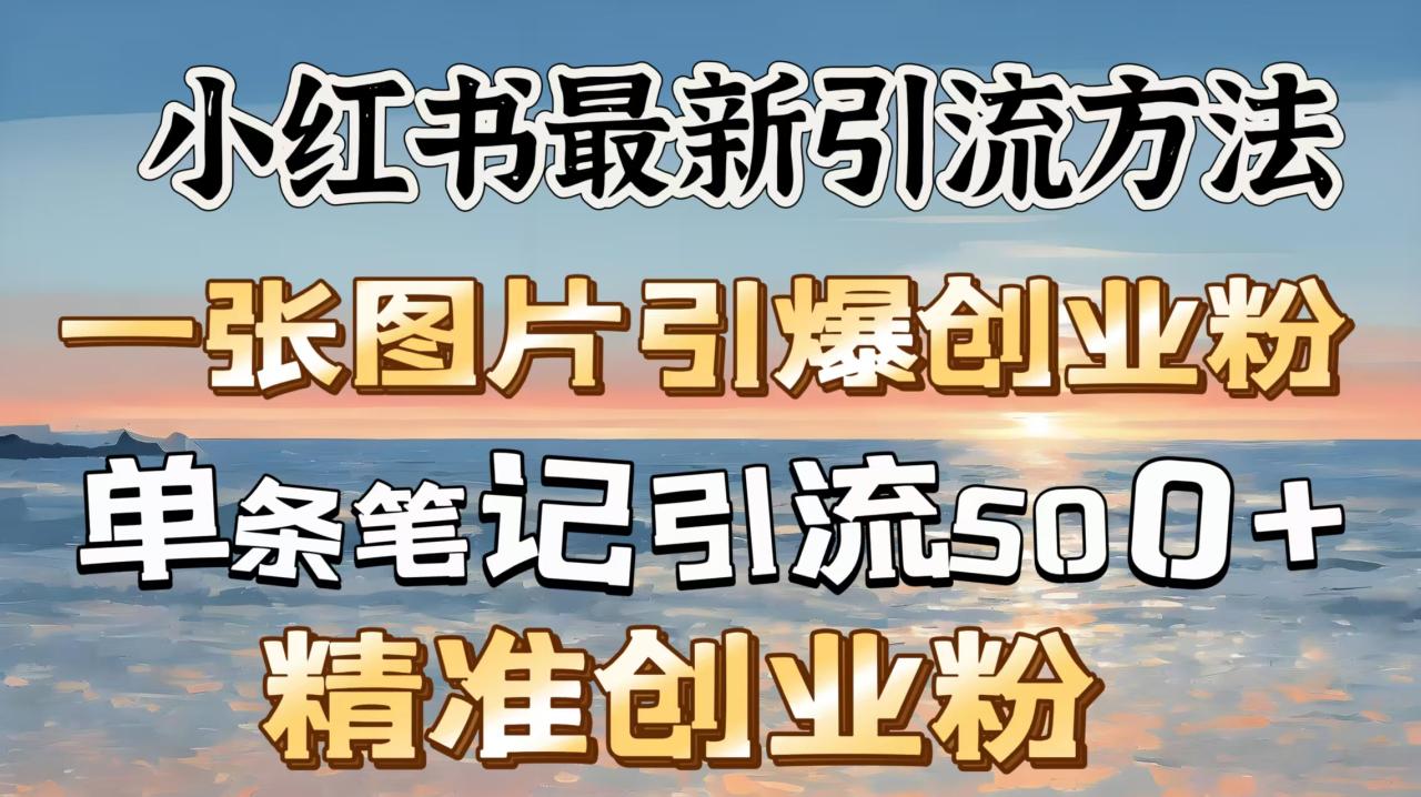 红书最新引流方法，一张图片引爆创业粉，单条笔记引流500＋精准创业粉-天天资源网