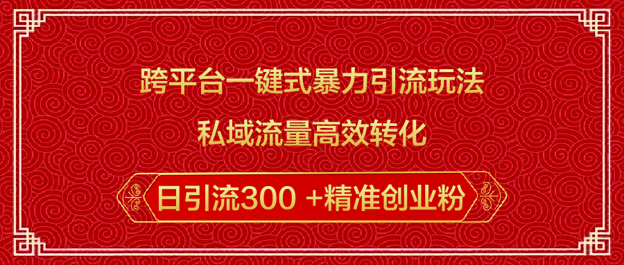 跨平台一键式暴力引流玩法，私域流量高效转化日引流300 +精准创业粉-天天资源网