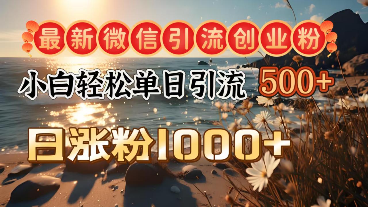 最新微信引流创业粉  ，小白单日轻松引流500＋，日涨粉1000＋-天天资源网