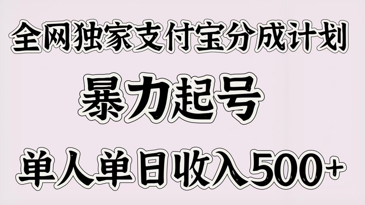 全网独家支付宝分成计划，暴力起号，单人单日收入500＋-天天资源网