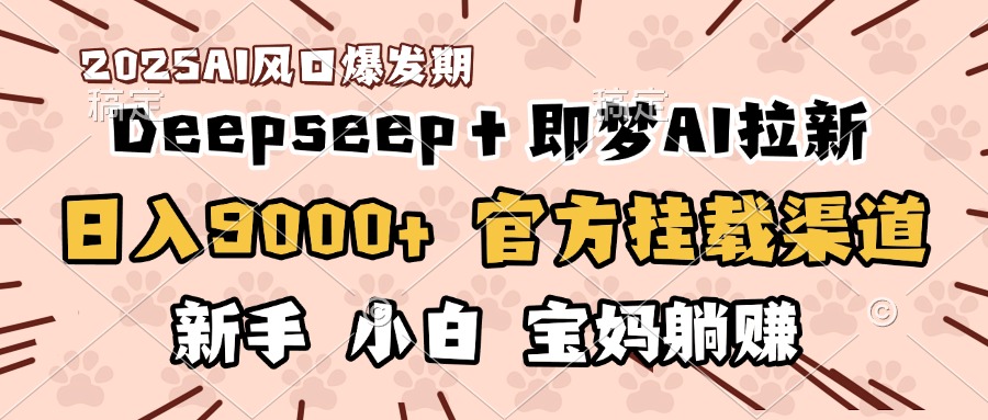 日入9000+！DeepSeep＋即梦拉新，官方挂载渠道，新手小白宝妈躺赚-天天资源网