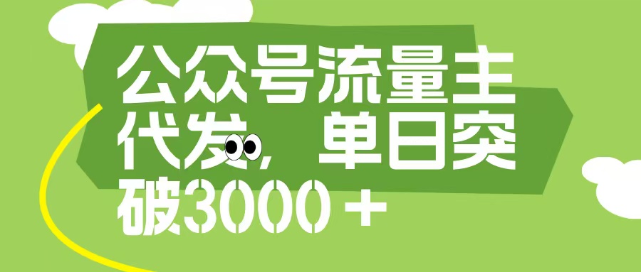 公众号流量主代发玩法，单日收益突破3000+-天天资源网