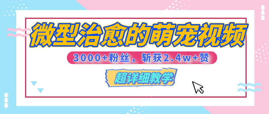 【揭秘】微型治愈的萌宠视频，3000+粉丝，6秒的视频、斩获2.4w+赞【附详细教程】-天天资源网