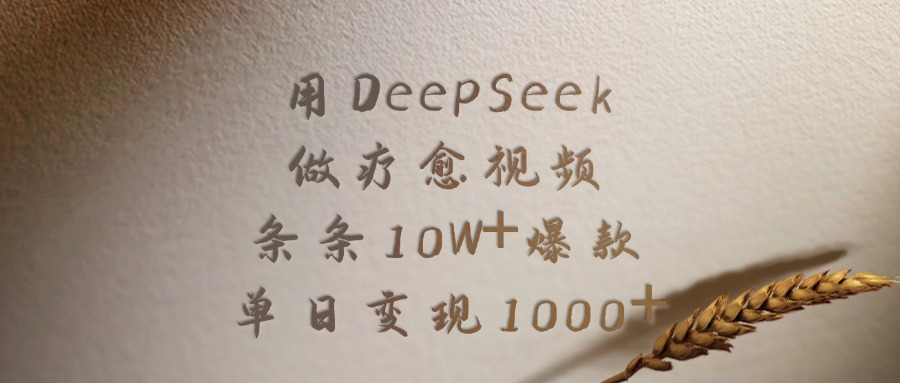 用DeepSeek做疗愈视频，条条10W+爆款，单日变现1000+-天天资源网