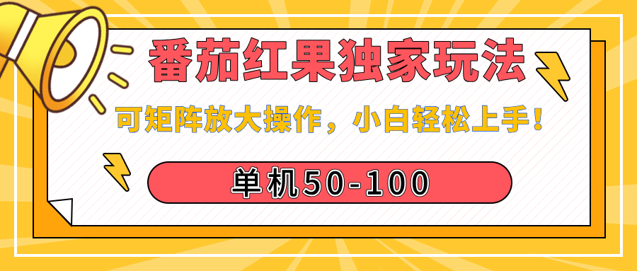 番茄红果独家玩法，单机50-100，可矩阵放大操作，小白轻松上手！-天天资源网