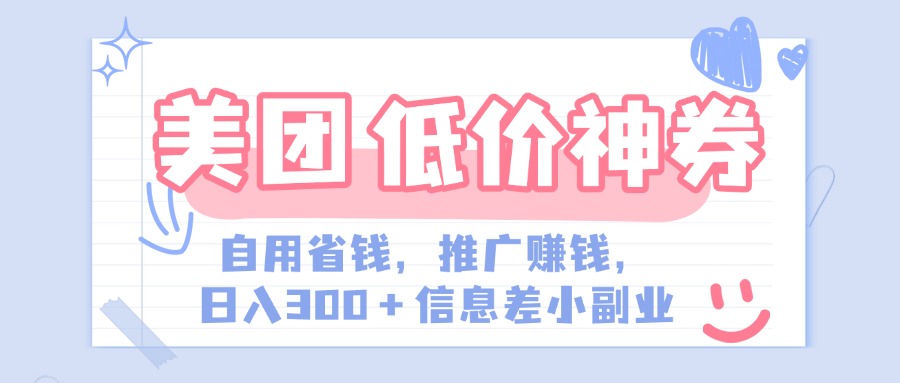 美团神会员外卖券膨胀推广项目，简单操作，日入300+（信息差玩法附渠道）-天天资源网