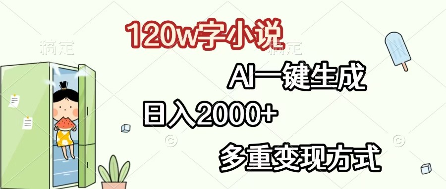 120w字小说，AI一键生成，日入2000+，多重变现方式-天天资源网