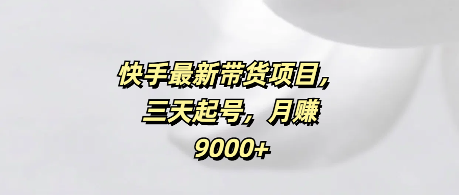 快手最新带货项目，三天起号，月赚9000+-天天资源网